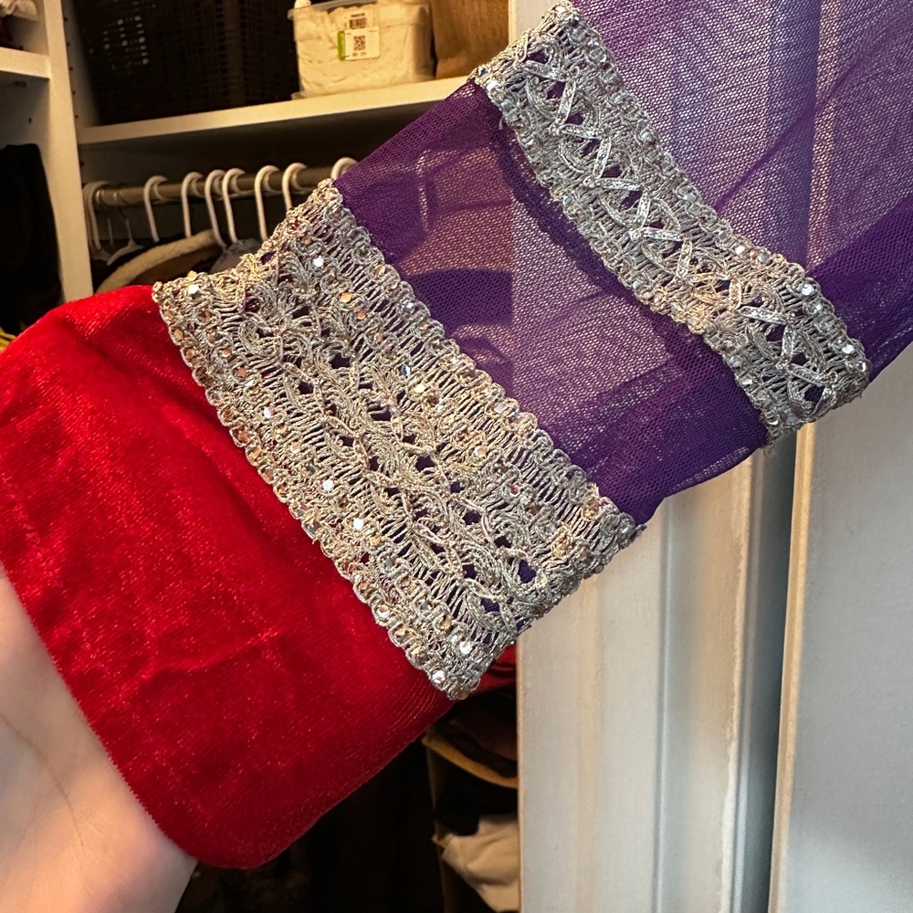 Ethnic Indian Wear Purple and Red Maxi Dress - Picture 2 of 15